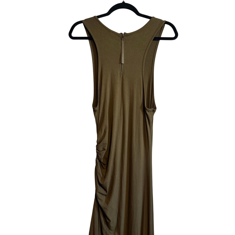Anthropologie Daily Practice Moss Green Ruched Asymmetrical Dress Size L - Picture 7 of 13
